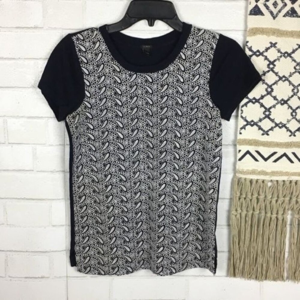 J.Crew Navy & White Short-Sleeve Cotton Top XXS